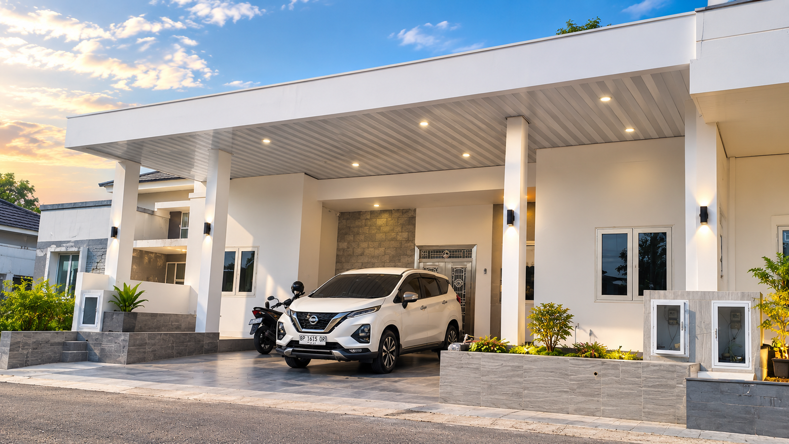 Plafon Drop Carport Mobil Rumah Mewah